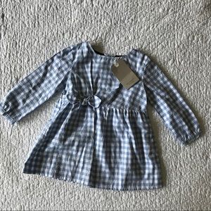 Zara baby girl blue and white long sleeve dress